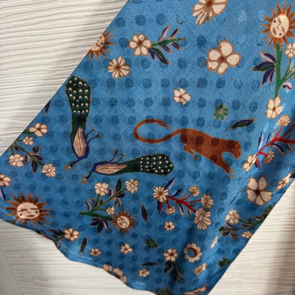 Carolina K Colorful Peacock Print Tunic Dress Art to Wear Art deco - Picture 10 of 16